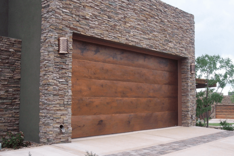 Brick house garage door